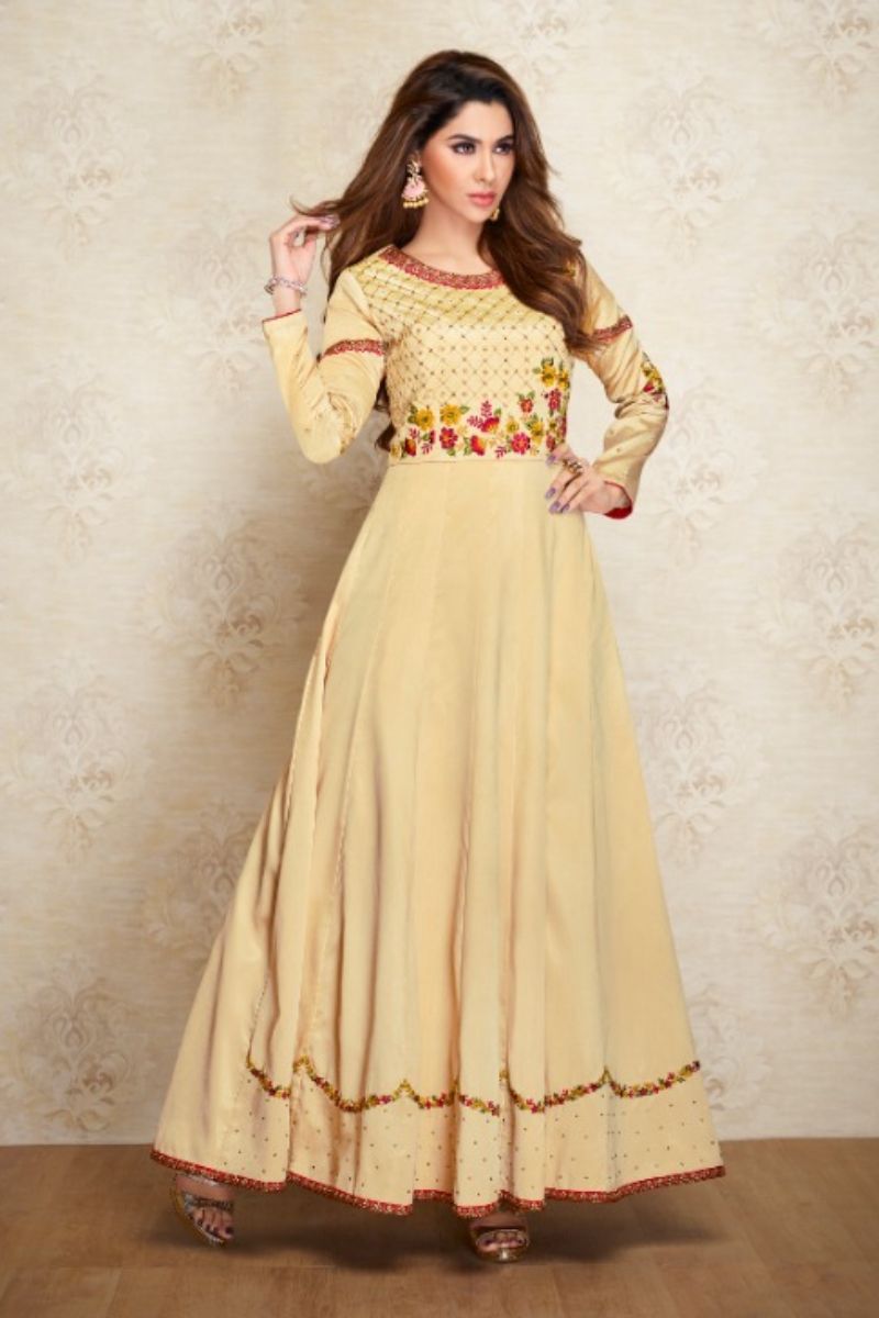 Arihant NX Amorina Vol 3 Presents Masleen Silk With Embroidery and Work Gown 22013
