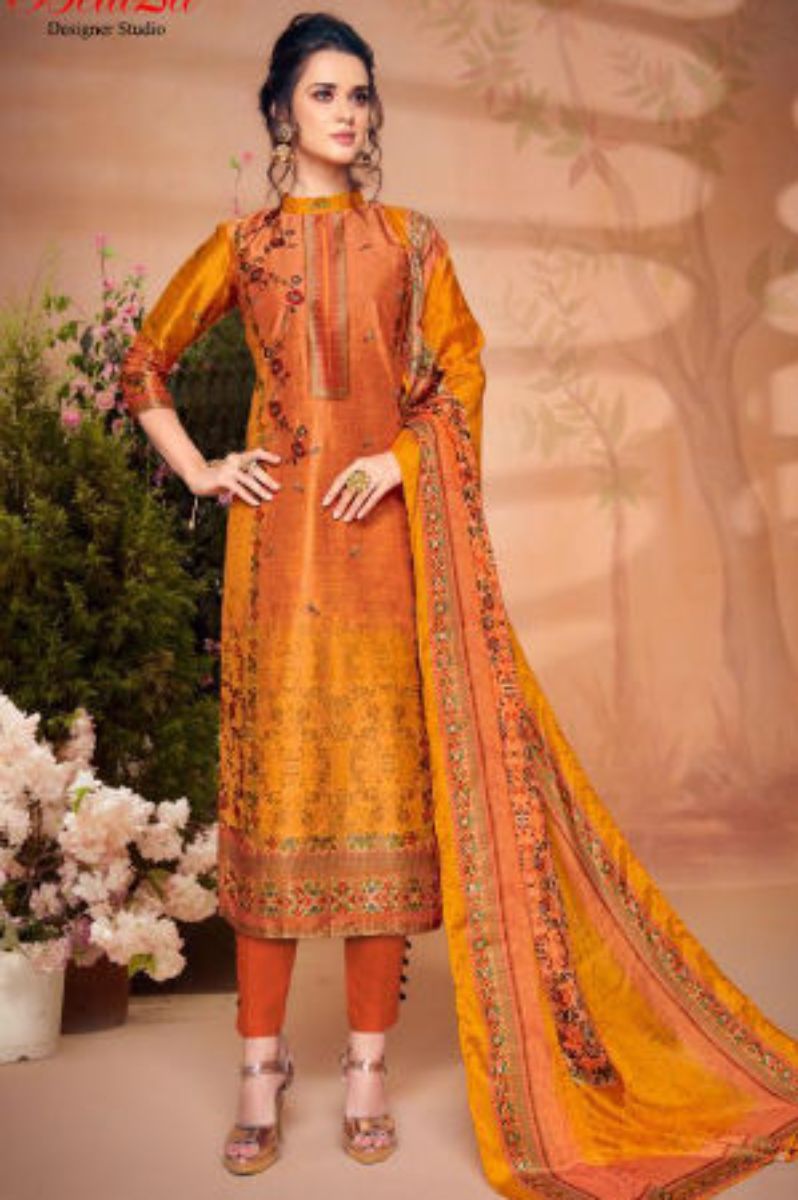 Belliza Designer Studio The Silk 5 100% Pure Silk With Digital Print And Wonderful Fancy Embroideries Suit Salwar 180-009