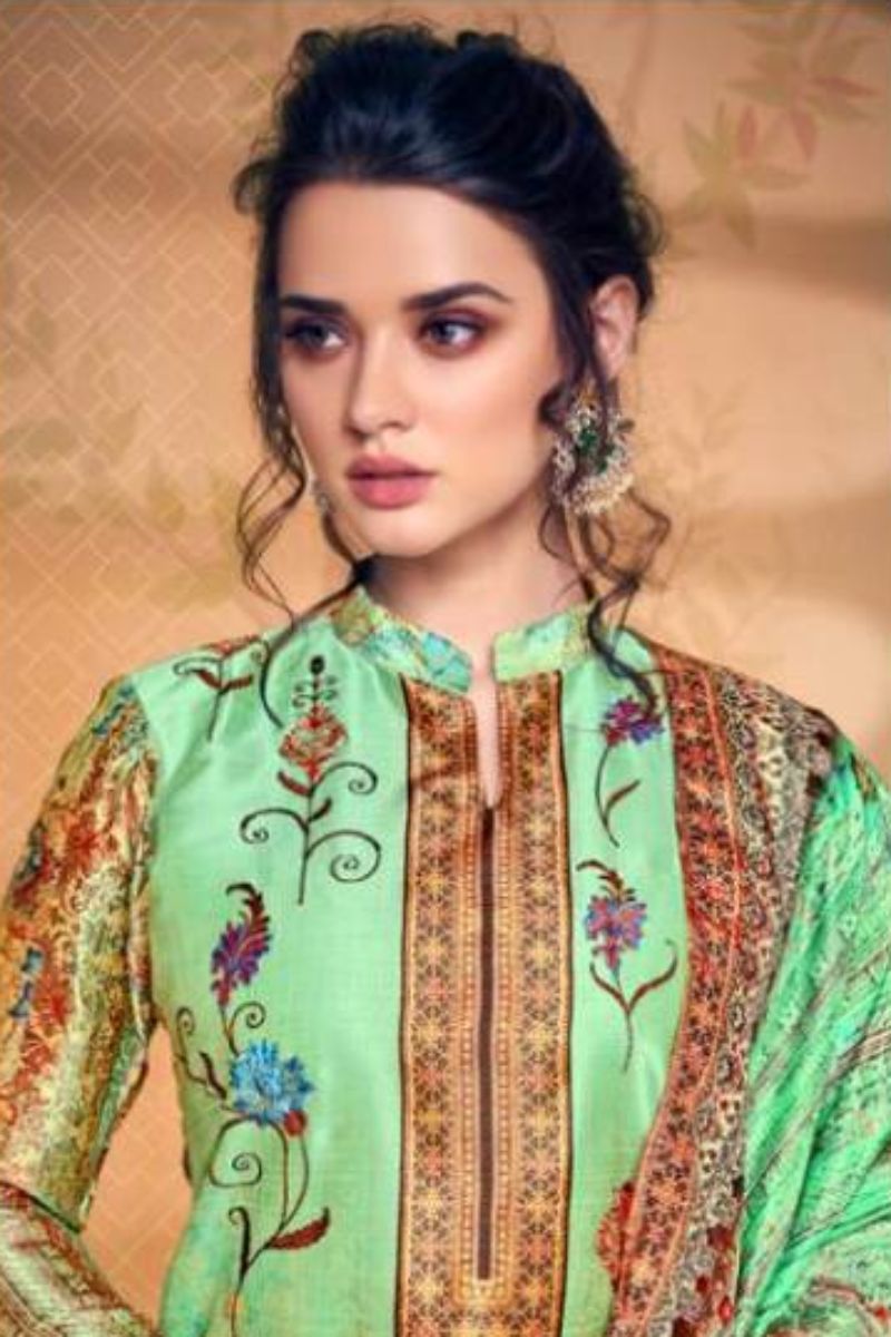 Belliza Designer Studio The Silk 5 100% Pure Silk With Digital Print And Wonderful Fancy Embroideries Suit Salwar 180-007