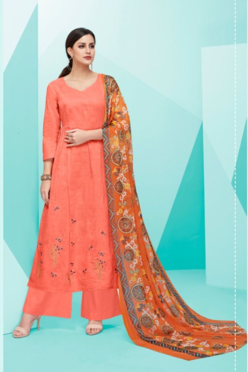 Deepsy Suits Belista Pure Cotton Satin Print With Self Embroidery Plazo Suit 19006
