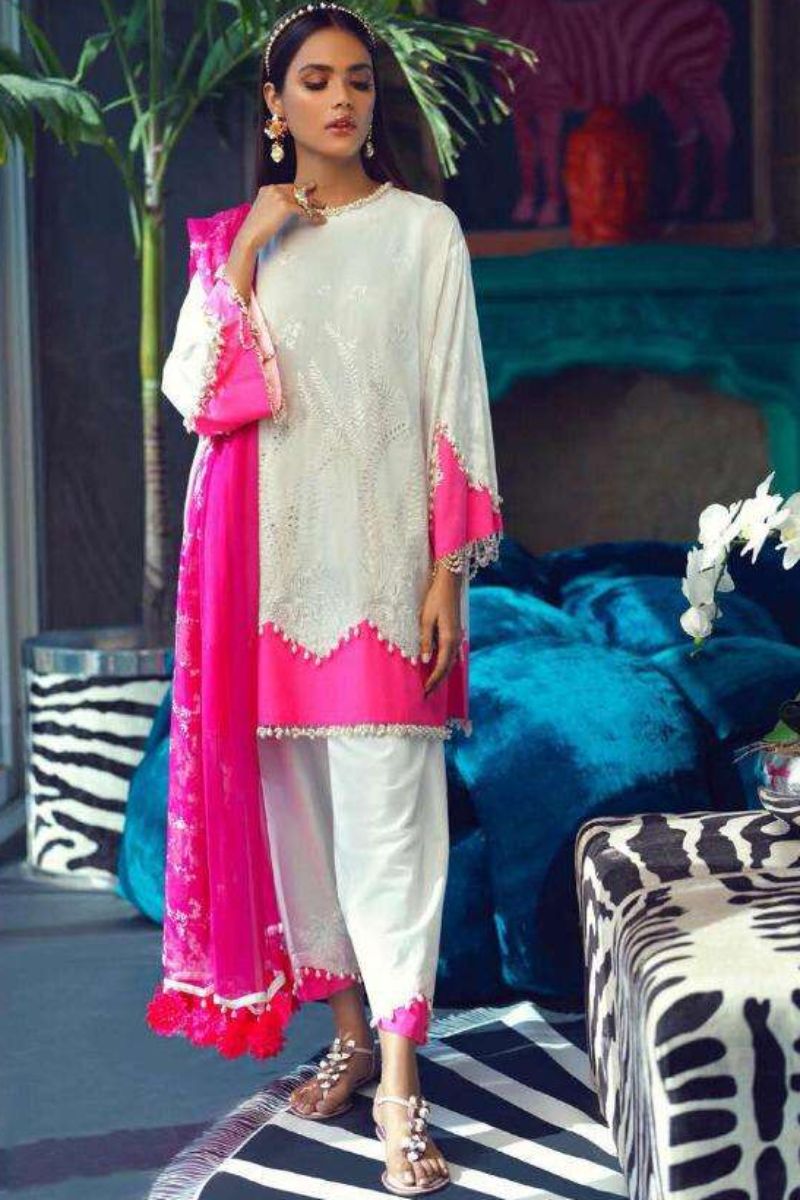 Fair Lady Presents Sana Safinaz Satin NX Pure Jam Satin Print With Embroidery Pakistani Replica Suit 1001 NX