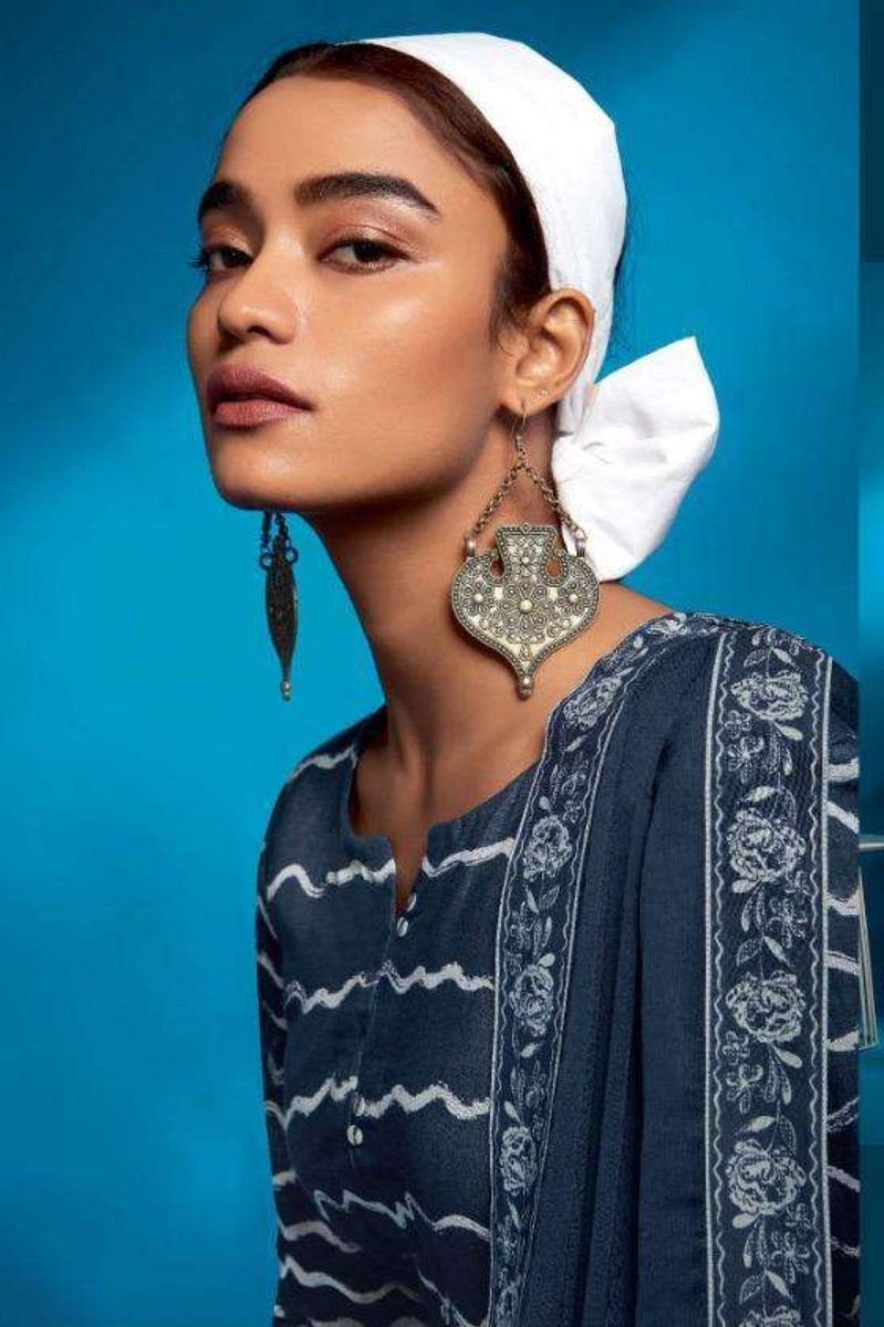 Ganga Fashion Reversible Finest Cotton Woven Jacquard With Extra Sleeves & Button Work Suit Salwar C0588