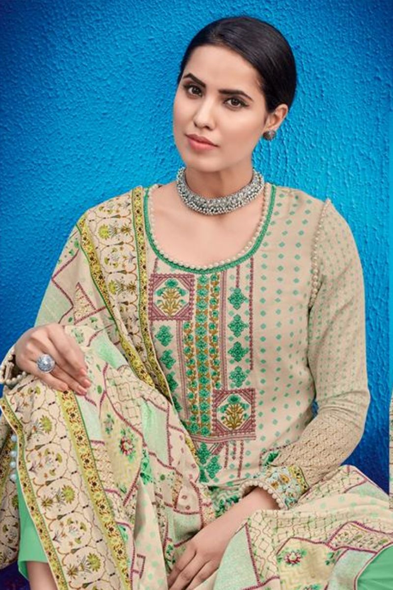 House Of Lawn Raas Pure Jam Satin Print With Designer Embroidery Suit Salwar 502