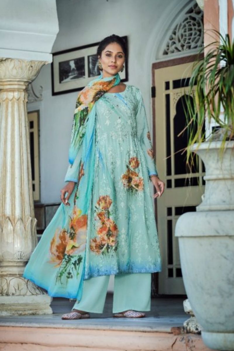 Jinaam Presents Rythm Digital Printed Modal Embroidered With Sequins Work Suit 8280