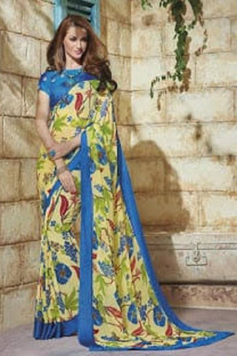 Jinaam Roma Partywear Sarees Presents Printed Soft Georgette with Designer Thread Work Saree 02
