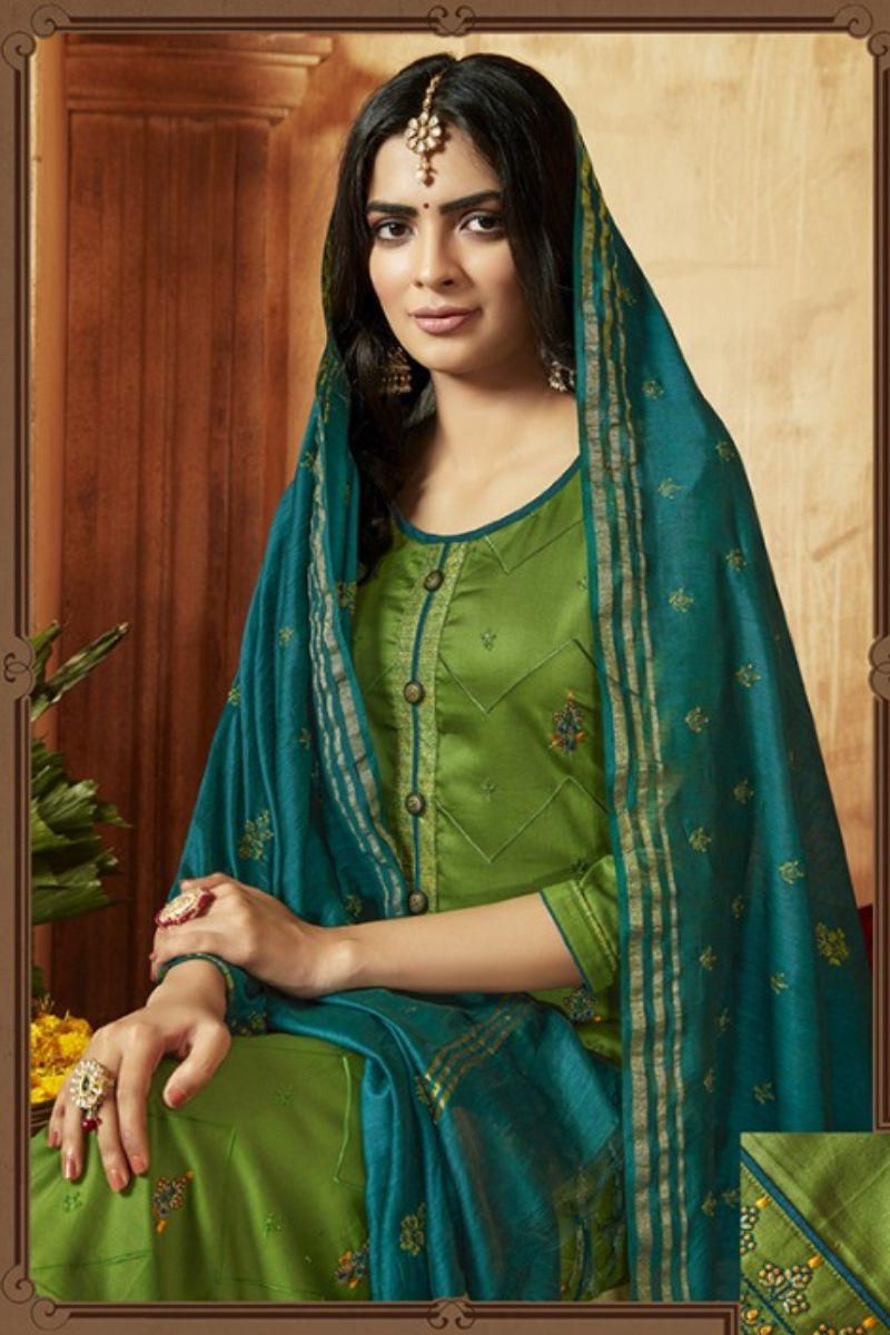 Kalarang Ziyaa Jam Silk Cotton With Embroidery Work And Fancy Buttons Suit Salwar 1334