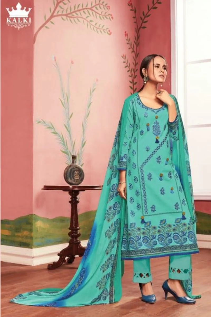 Kalki Mehr Vol-2 Pure Lawn Cotton Print With Embroidery Suit Salwar 1003
