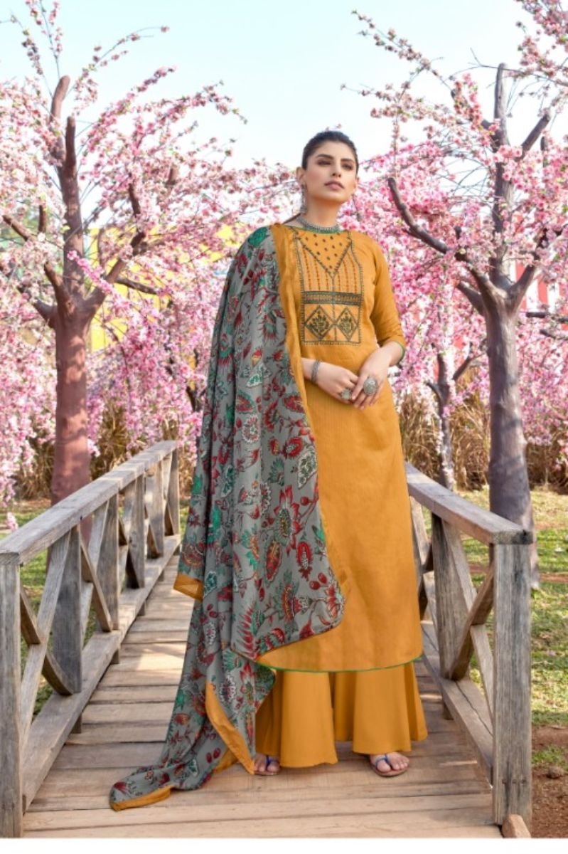 Kesar Kora Pure Jaam Cotton Print With Kashmiri Work Suit Salwar 101-005