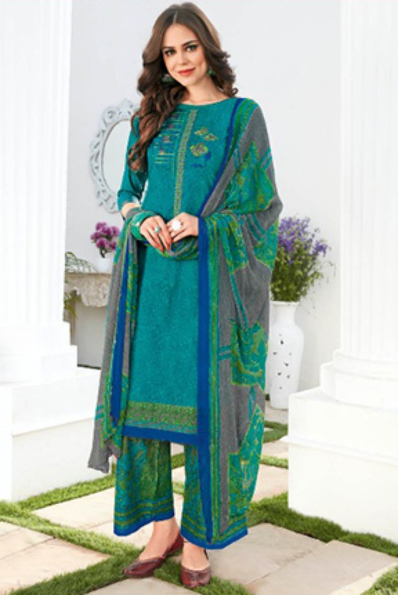 Kalakriti Summer Special Lawn Cotton Printed With Emb & Hand Work Plazo Suit 7007
