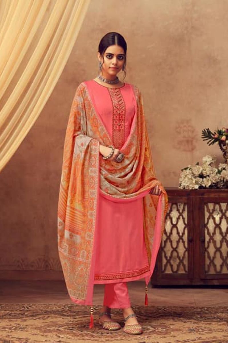 Kesar Karachi Elena Pure Jam Slab Satin With Elegant Embroidery Suit Salwar 1008