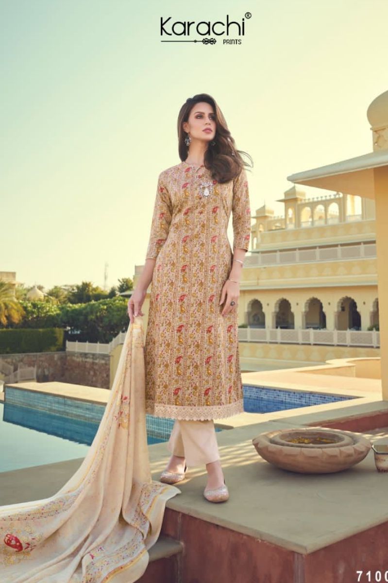Kesar Karachi Ivory Summer Collection Suit Salwar 71002