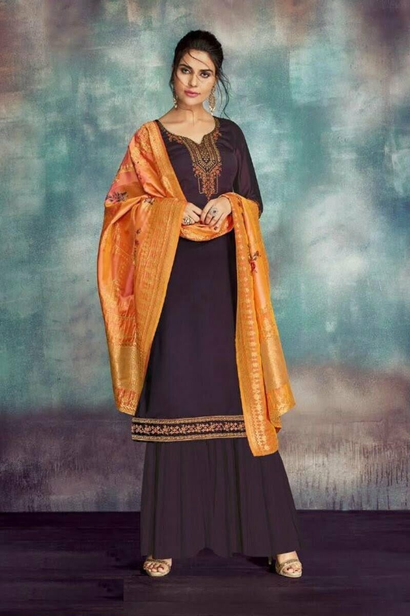 Kesari Trendz Eliza Vol 1 Pure Georgette Satin With Heavy Embroidery and Handwork Suit 108