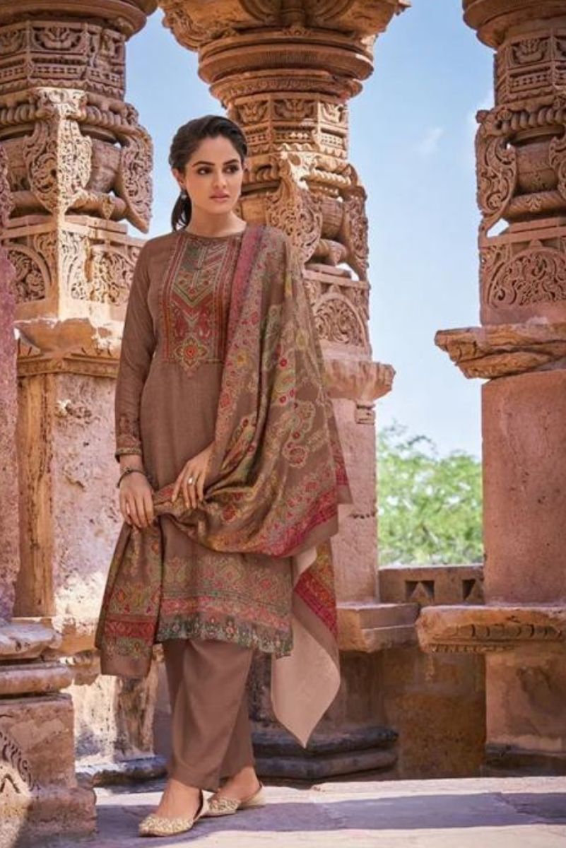 Mumtaz Arts Kashni Winter Collection Pure Pashmina Dobby Digital Print With Kashmiri Embroidery Suit 4006