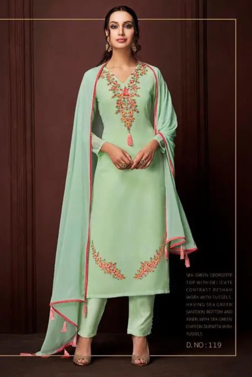 Nakkashi Mehreen Charm Presents Georgette Fabrics With Work Designer Unstitched Suit 119