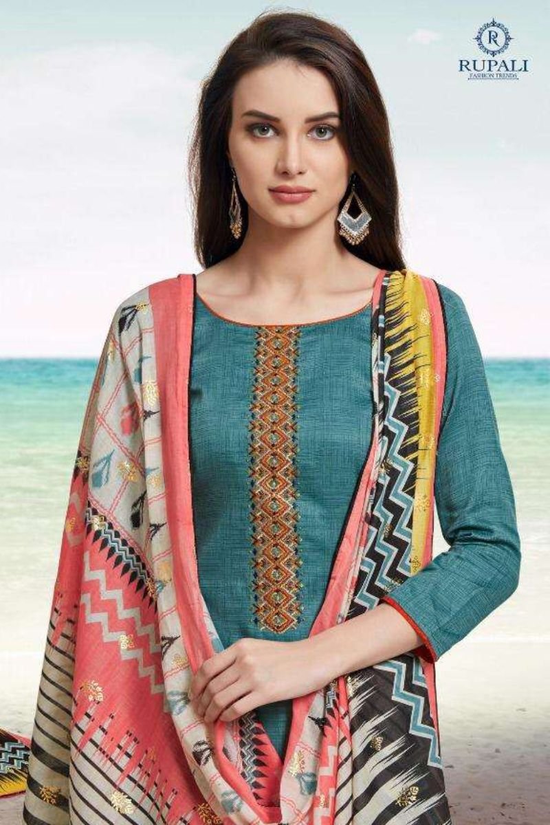 Rupali Fashion Presents 3D Gold 4 Pure Pashmina Negative Print Embroidery Salwar Suit 4006