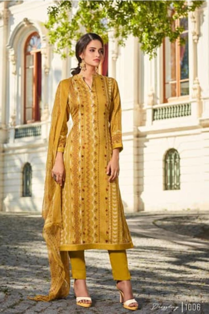Sahiba Esta Designs Drizzling Digital Printed Cotton Satin With Gotta Work Suit 1006