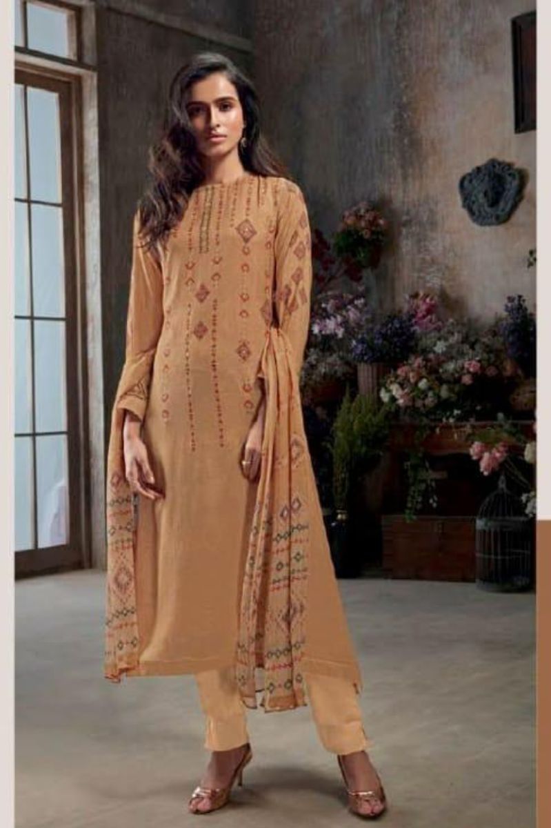 Sahiba Itrana Sacred Geomatery Presents Maslin Silk Digital Print With Hand Work Salwar Kameez 3027