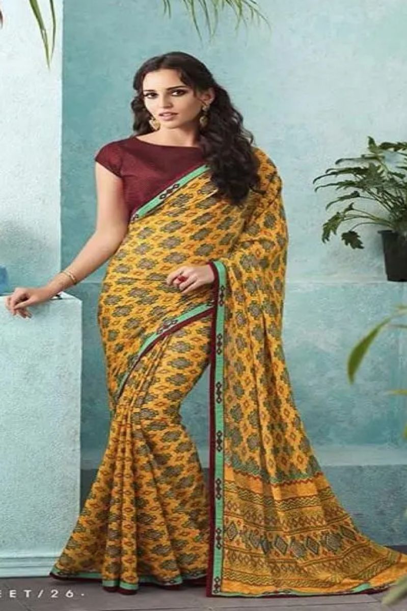 Sahiba Preet Heavy Georgette Printed Sarees With Fancy Lace Border 26