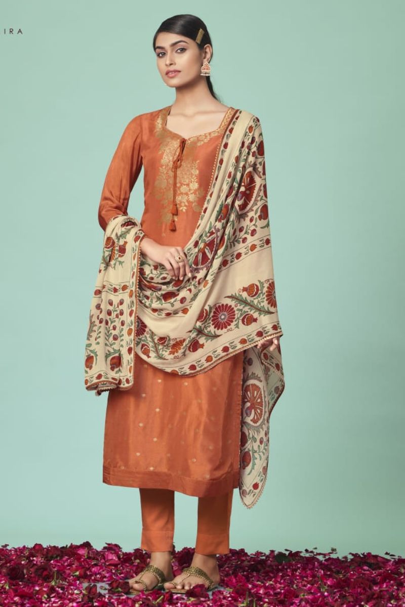 Sahiba Sarg Kaira Banarsi Jacquard With Cotton Satin Digital Print Sleeve Patti Suit Salwar 107