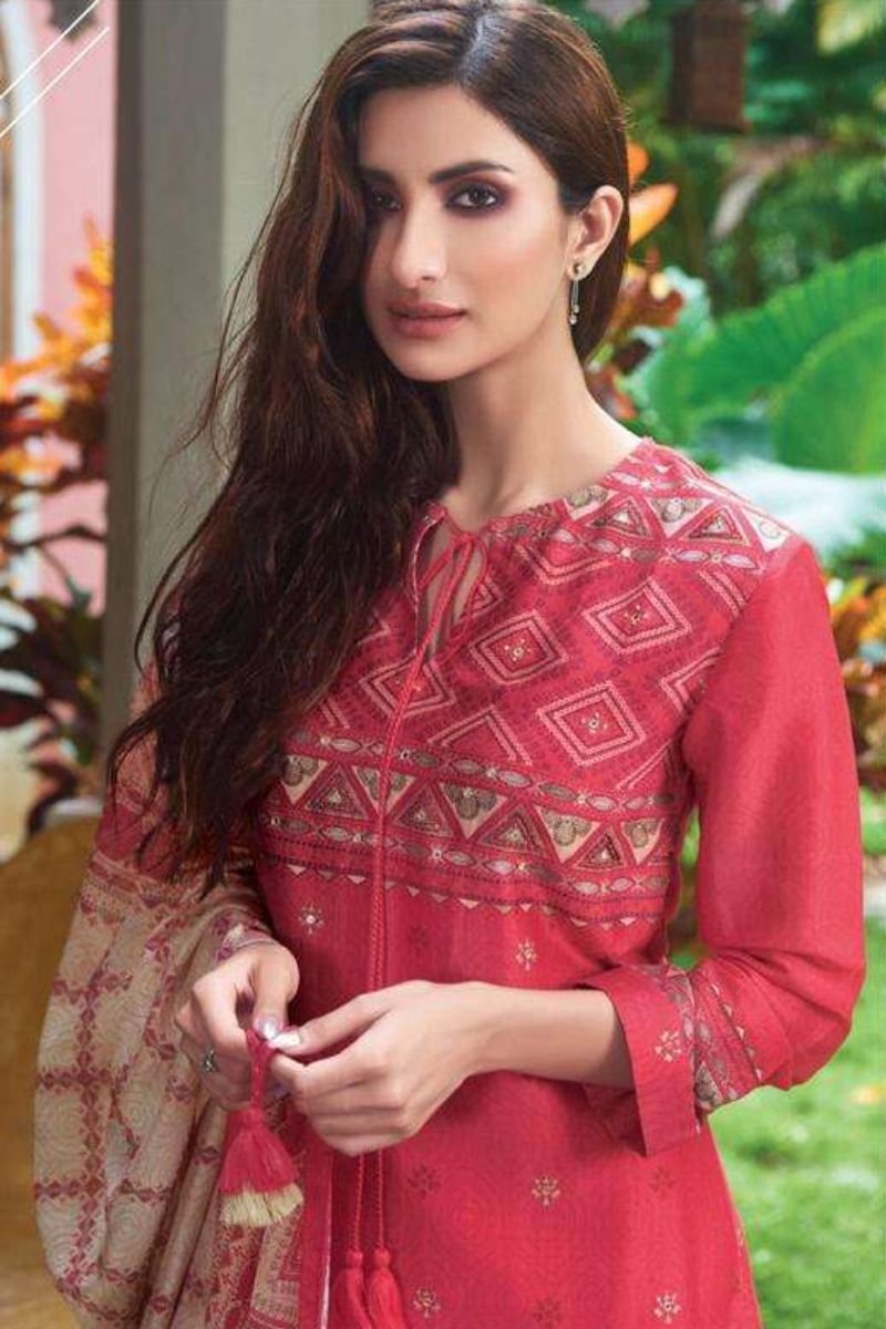 Sahiba Sarg Surmayi Presents Chanderi Digital Print With Hand Work Salwar Suit 1967