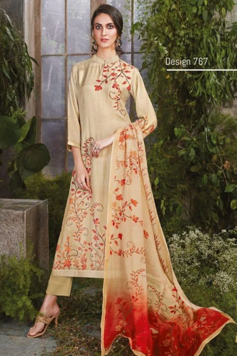 Sahiba T&M Ratnashila Presents Dhakamal Digital Print With Hand Work Salwar Suits 767