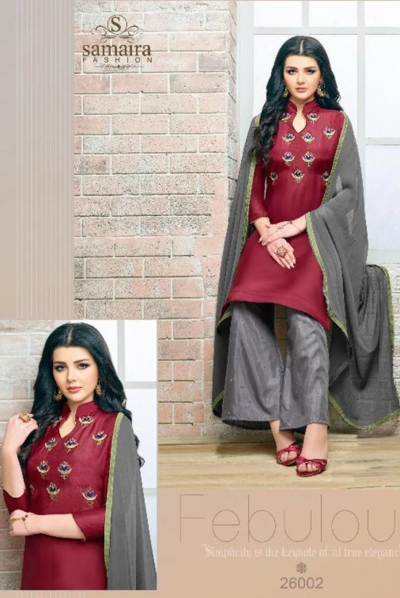 Samaira Fashion Mario Upada Silk With Embriodery Work Suits 26002
