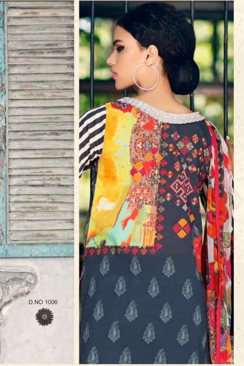 Sharaddha Charizma Black And White Collection Pure Cotton Printed Suit 1006