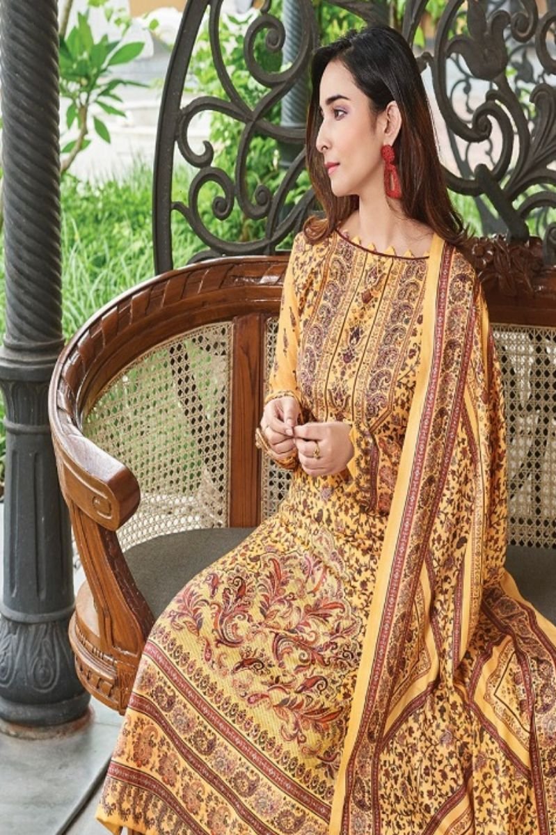 Viona Pashmina Suit Azviya Heavy European Wool Pashmina Digital Print Suits 9007