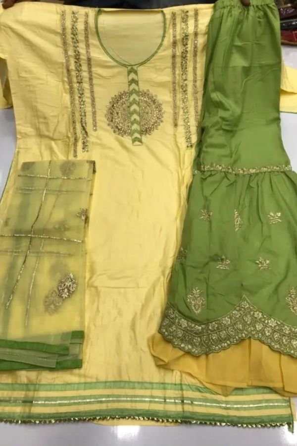 Your Choice Adaa Jam Silk Cotton Semi Stitched With Embroidery Work Plazo Suit 2956