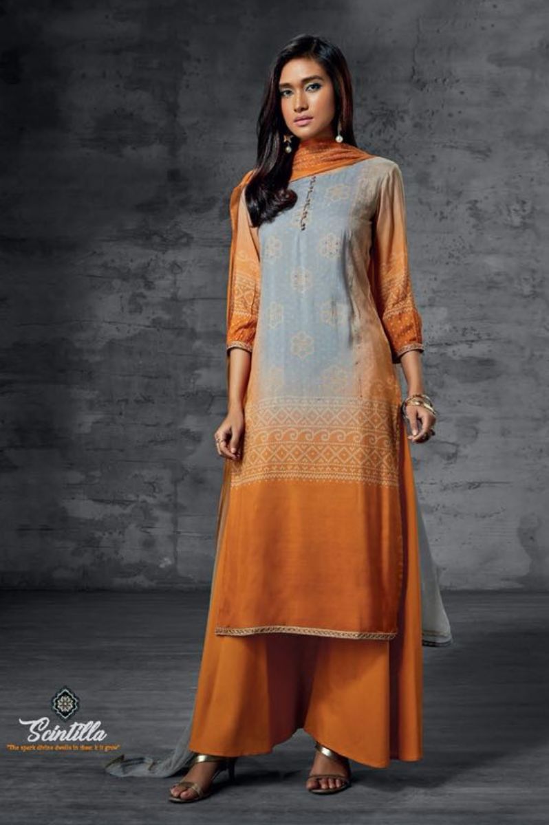Ganga Fashions Scintilla Pure Muslin Printed With Jari Lace Salwar Suits 6207