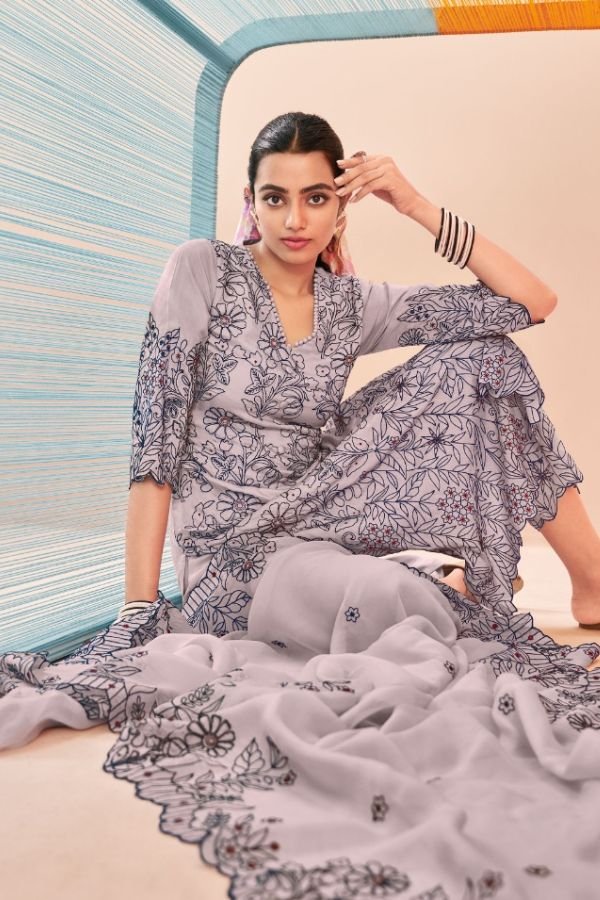 Jay Vijay Prints Aasmani 2 Pure Moga Silk Salwar Suit 8464