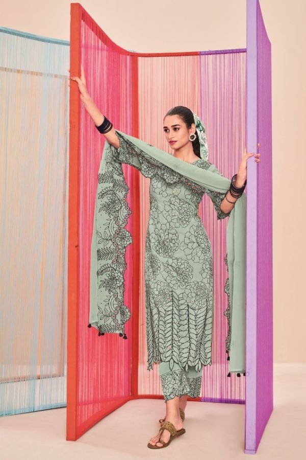 Jay Vijay Prints Aasmani 2 Pure Moga Silk Salwar Suit 8467