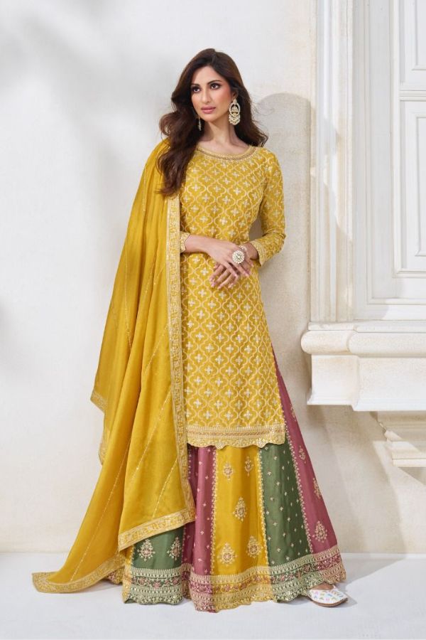Aashirwad Creation Colors Premium Chinnon Silk Suit 9701