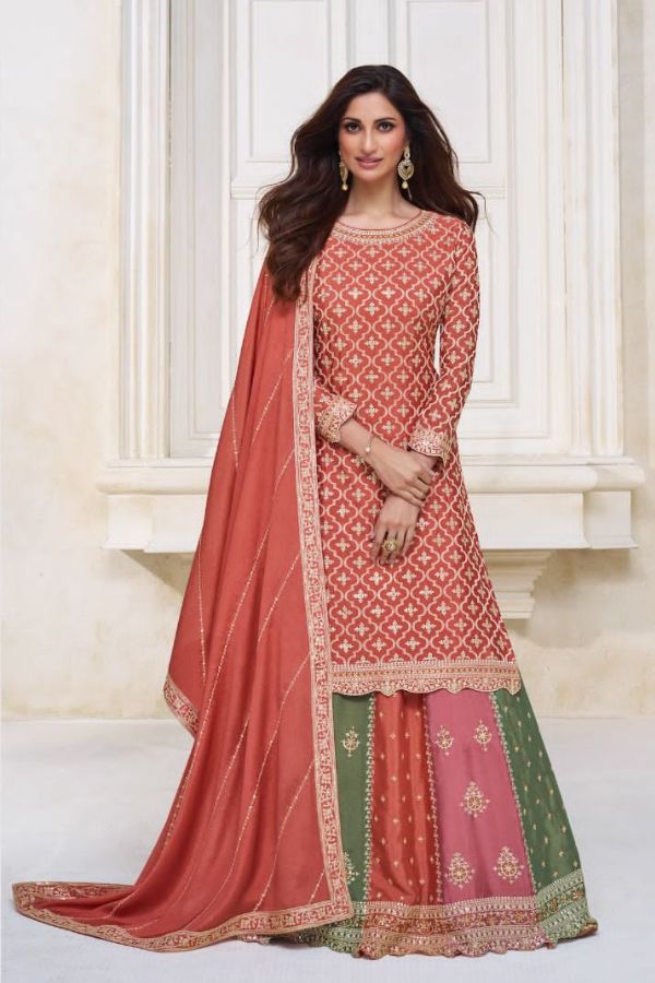 Aashirwad Creation Colors Premium Chinnon Silk Suit 9703