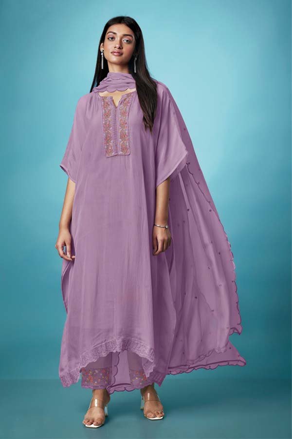GANGA FASHIONS HANNA ORGANZA SOLID UNSTITCHED SUIT 1304