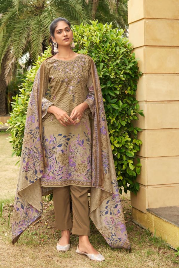 Ishaal Prints Embroidered 4 Lawn unstitched Salwar Suit 4008