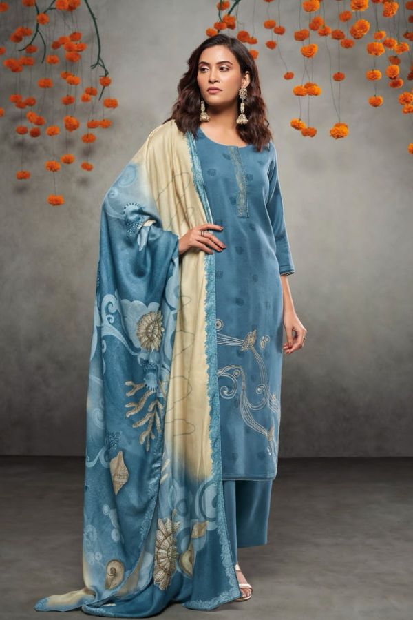 Ganga Fashions Dimity S2039 Wool Pashmina Winter Suit S2039-D