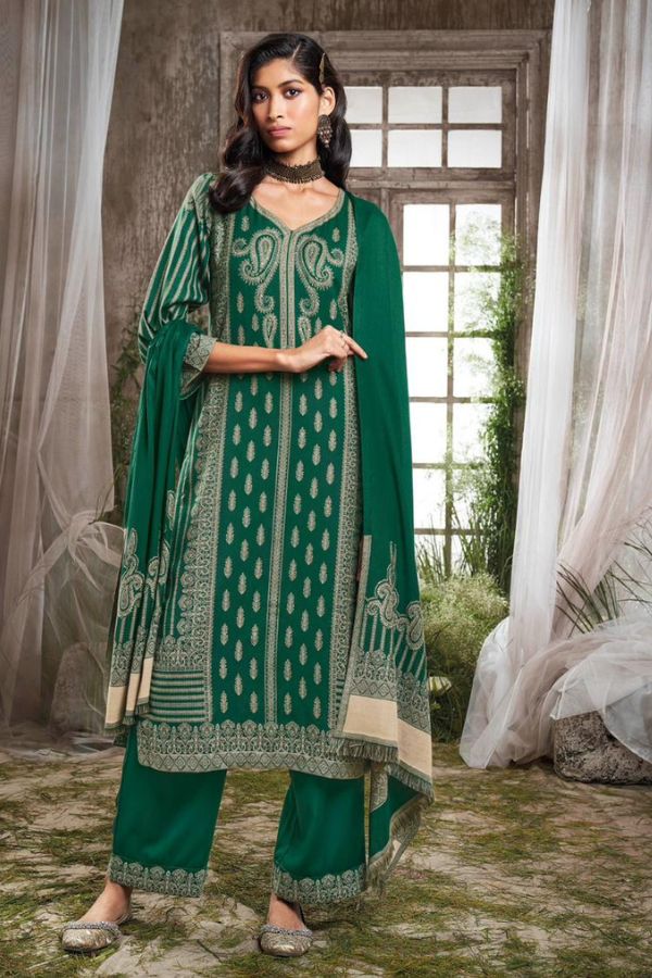 Ganga Fashions Shamsi Pure pashmina unstitched salwar suit C1671
