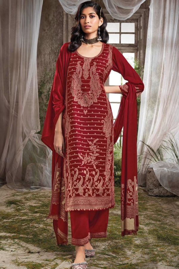 Ganga Fashions Shamsi Pure pashmina unstitched salwar suit C1673