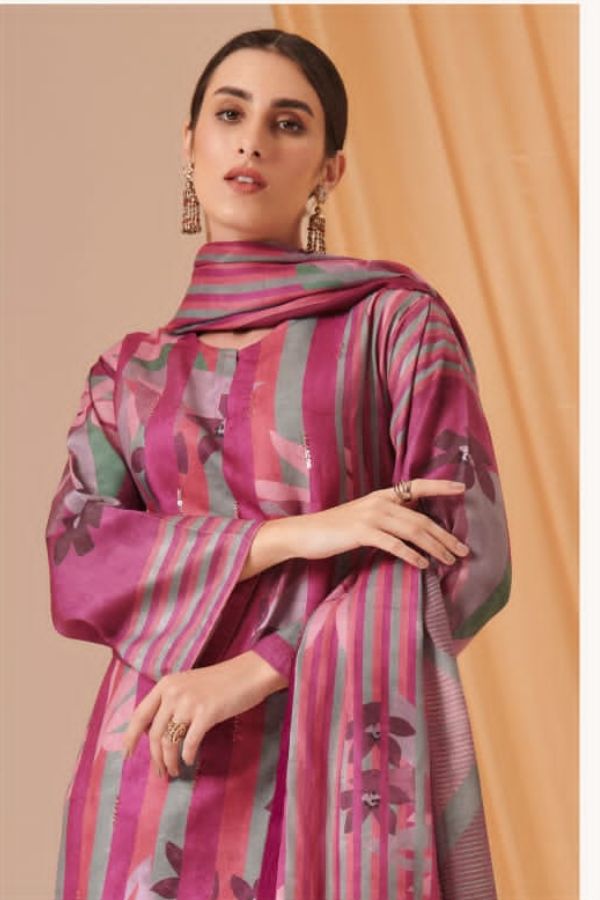 Sahiba Sudriti Striped Beauty Pashmina Printed Winter Suit 636