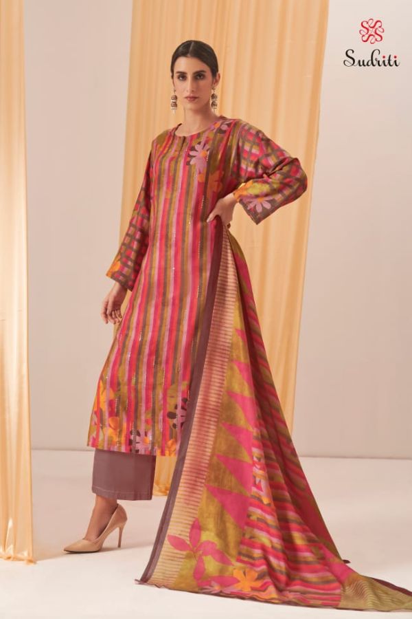 Sahiba Sudriti Striped Beauty Pashmina Printed Winter Suits 651