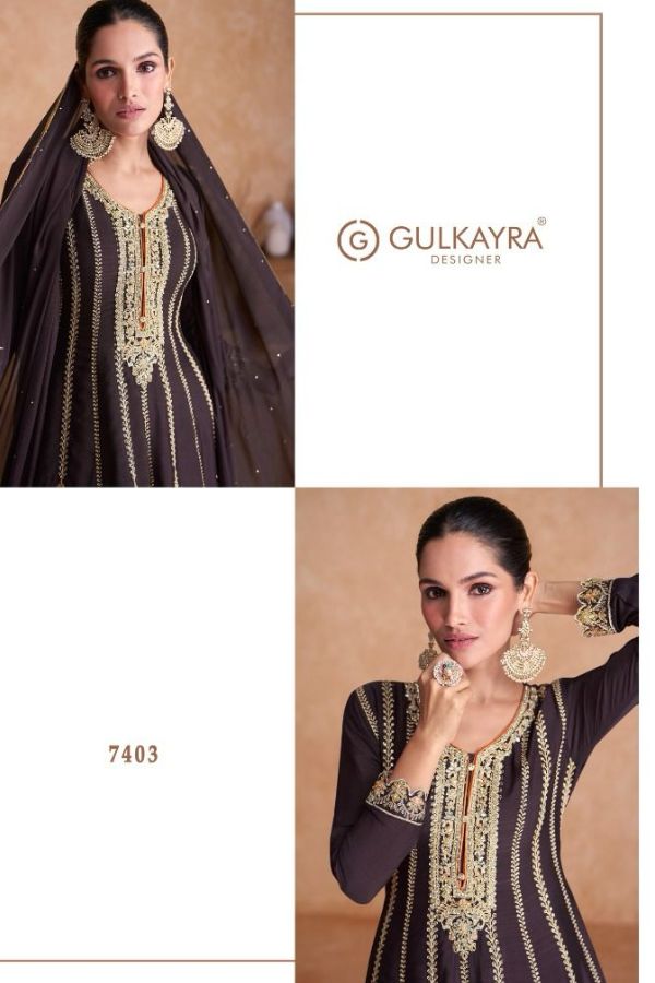Gulkayra Designer Ketki Real Chinnon Stitched Partywear Suits 7403