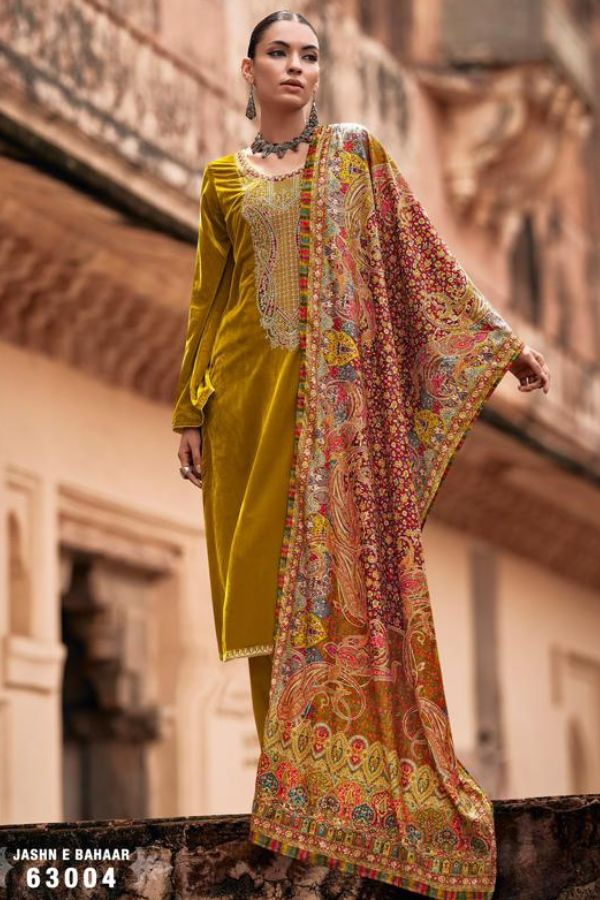 Mumtaz Arts Jashn E Bahaar Velvet Winter Unstitched Salwar Suit 63004