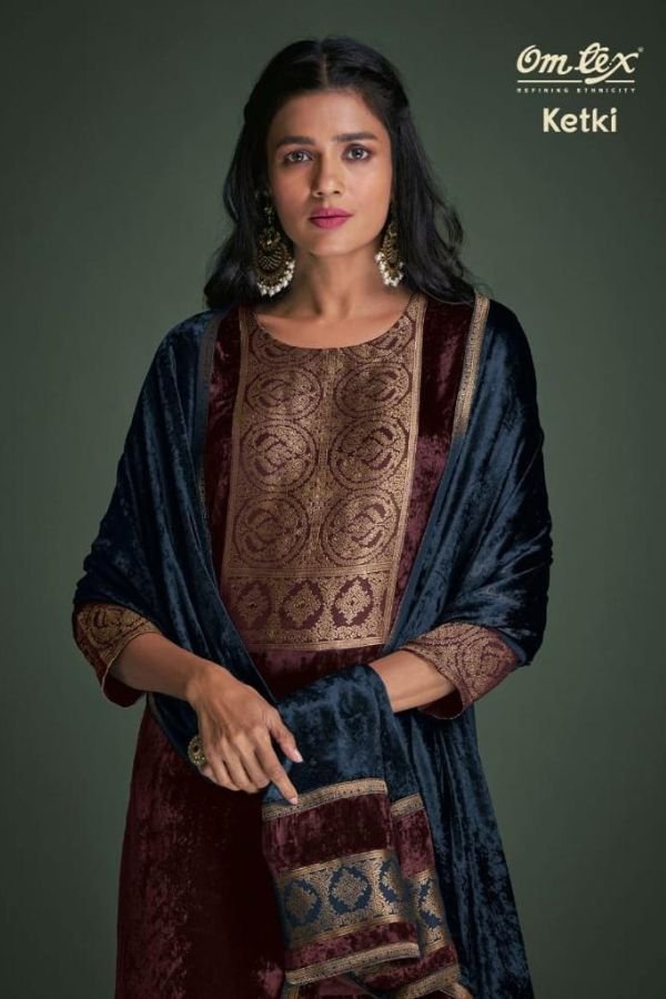 Omtex Ketki Velvet Winter Collection Unstitched Ladies Suit 2921-B