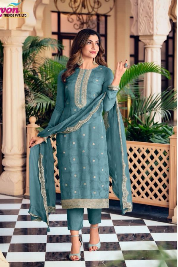 Avon Trendz Pastels 2 Organza Woven Silk Salwar Suit 2080