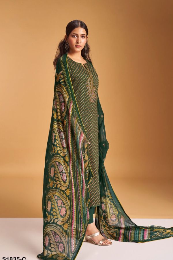 Ganga Fashions Danica Silk Handwork Unstitched Partywear Suit S1835-c