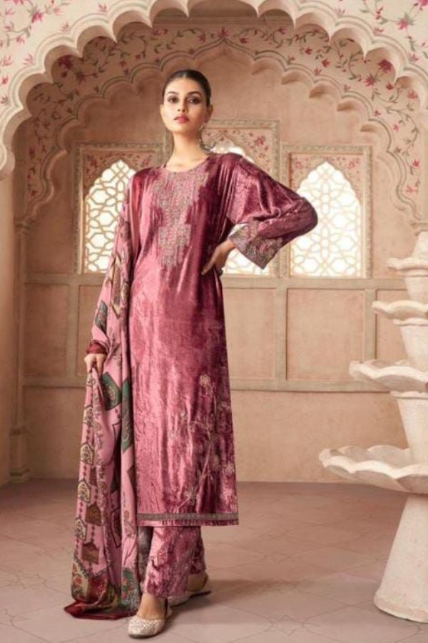 Sahiba Mughal Garden Velvet Handwork Winter Salwar Suit 726