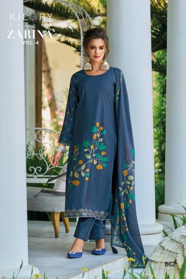 Kilory Trendz Zarina 4 Viscose Muslin Foil Print Salwar Suit 862