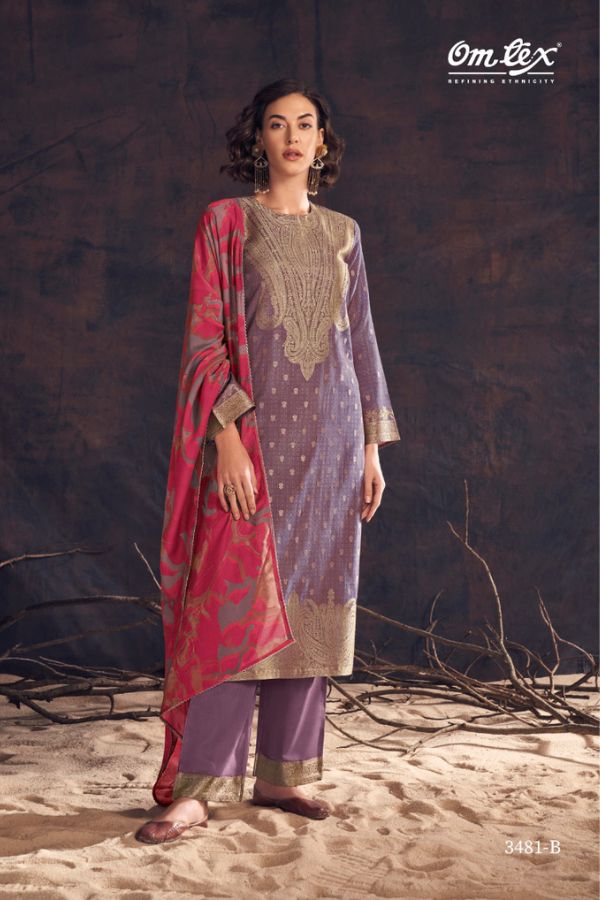 Omtex Kannan Muslin Jacquard Printed Ladies Salwar Suit 3481-B