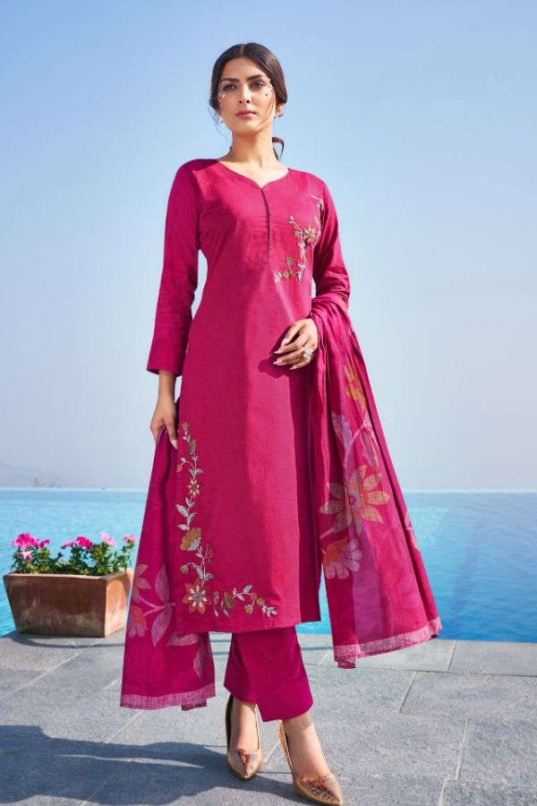 Rupali Fashion Varnika Jam Satin Embroidered Suits 8701